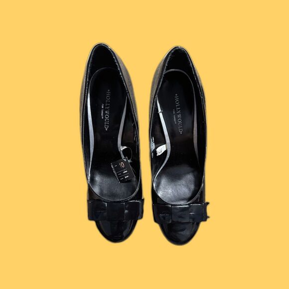 Hollywould Lauren Black F10991 Women 10 Heels Pumps Vintage Y2K Cute Goth New - Picture 1 of 8